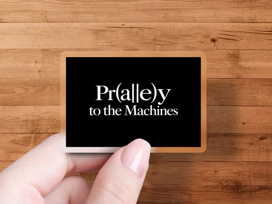 Pr(a||e)y to the Machines — Black — Die-Cut Sticker